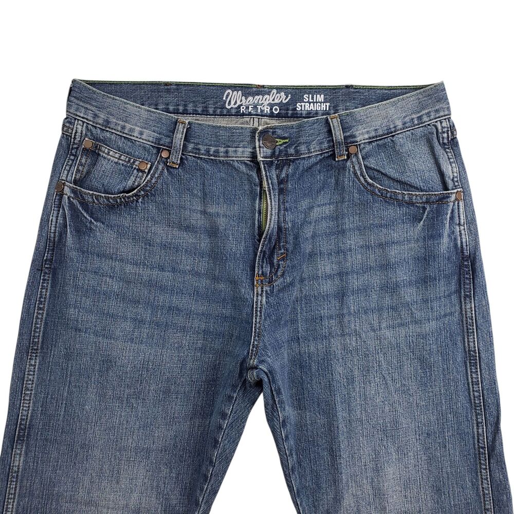 Wrangler Retro Slim Straight Mens 36x30 Denim Western Rodeo Ranch 100% Cotton - Picture 3 of 10